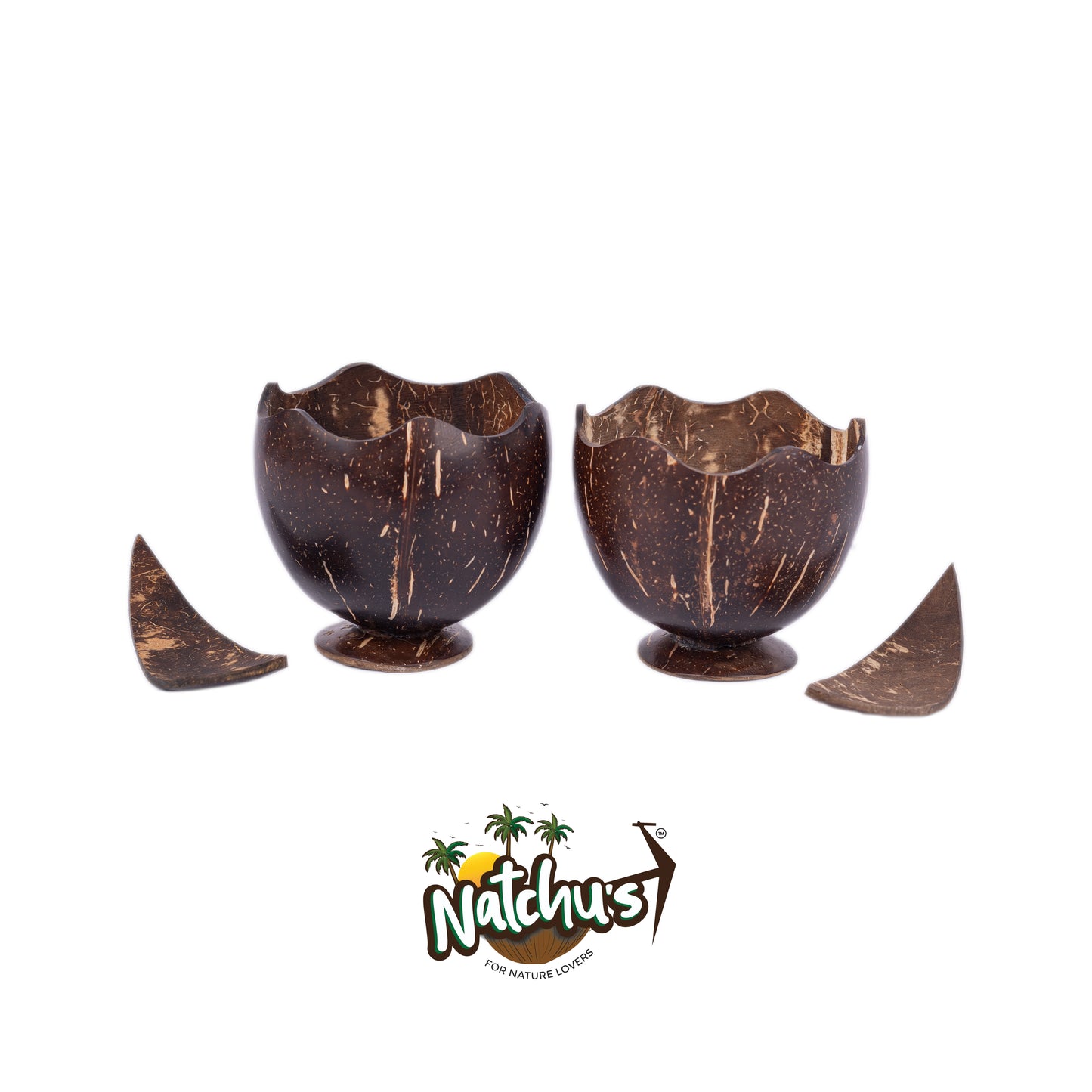 Natchu's Coconut Shell based Designer Bowl (250ml) Lotus Shape with Scoop Combo (Set of 2 each)