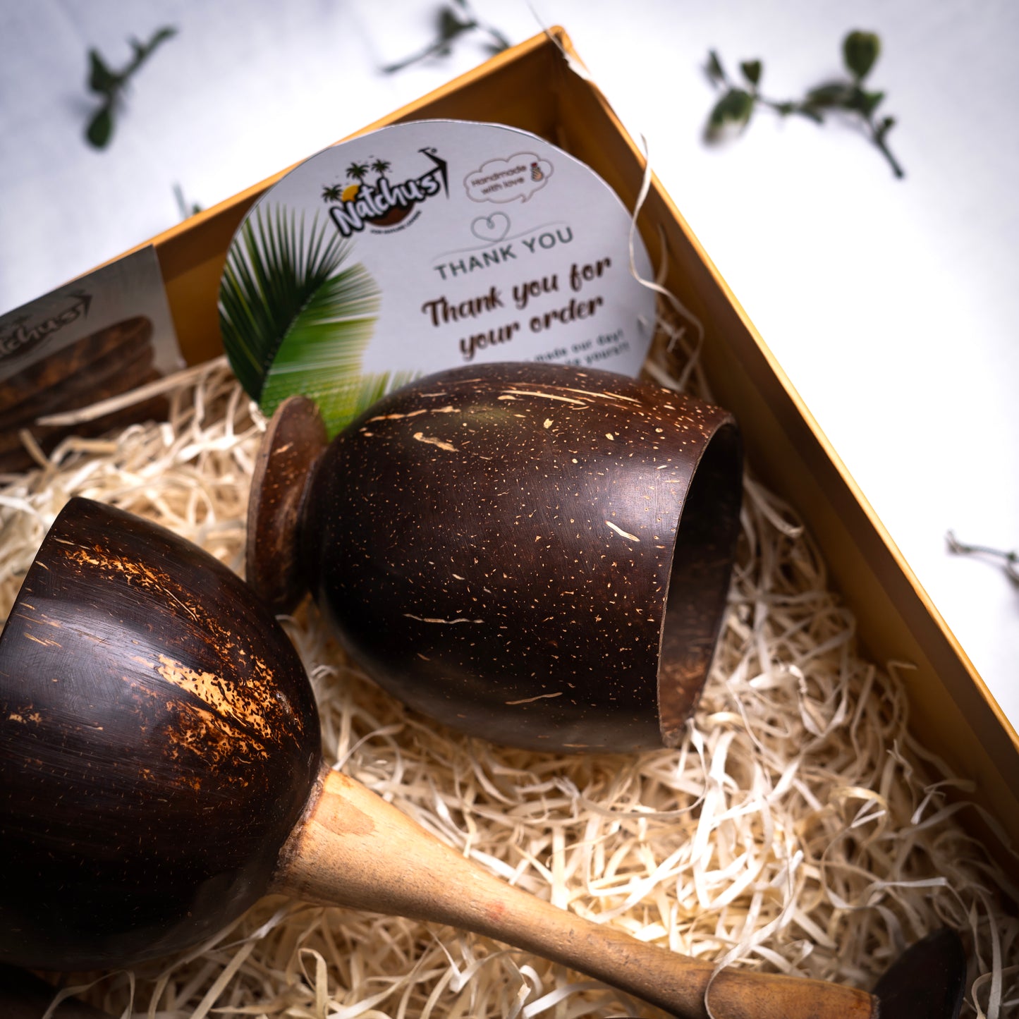 Gifting Natchu's Coconut Shell based Wine cups and Juice Cups (Set of 2 each)