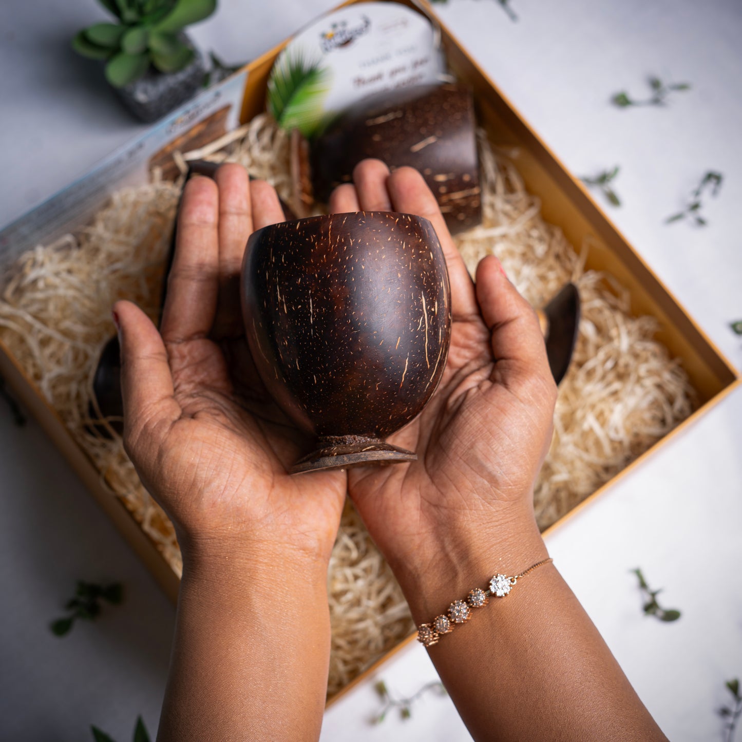 Gifting Natchu's Coconut Shell based Wine cups and Juice Cups (Set of 2 each)