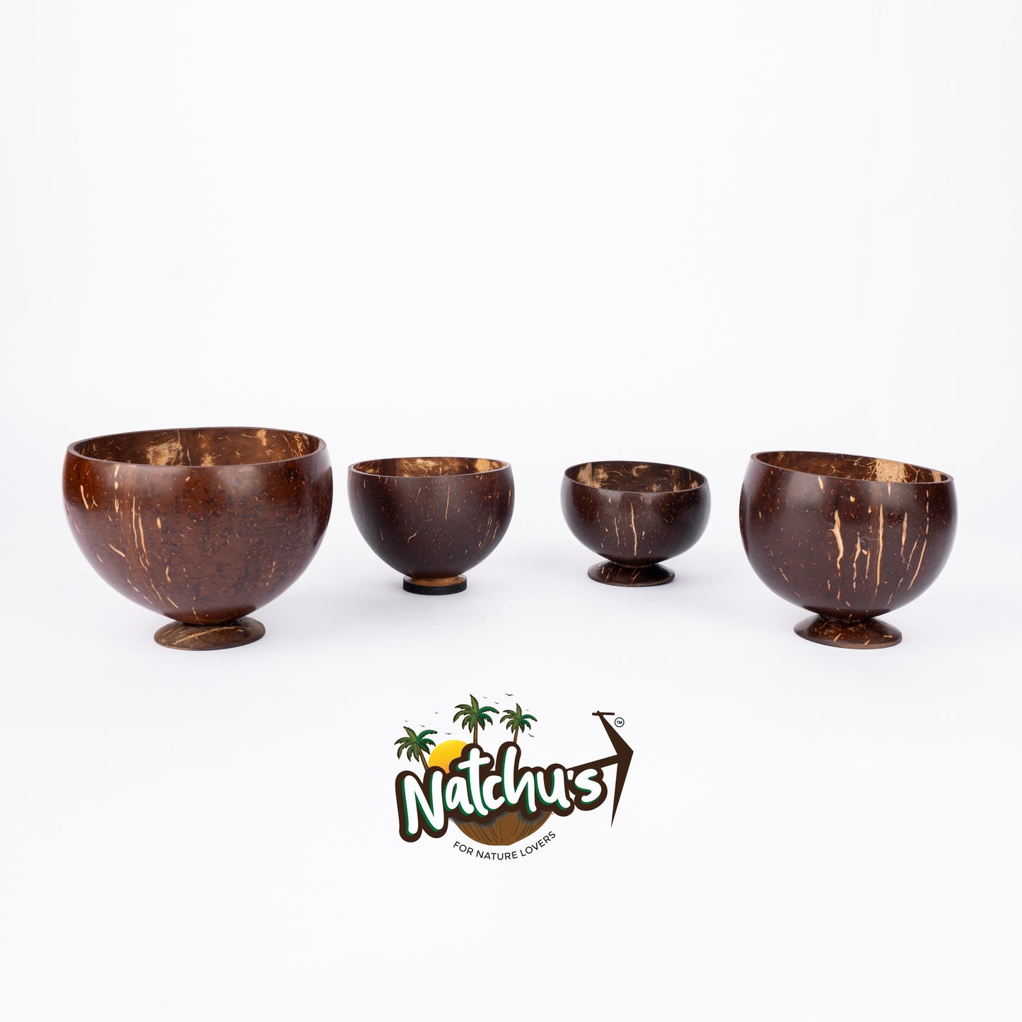 Natchu's Coconut Shell and wood based Shot Glass Bowl (200ml) (Set of 2)