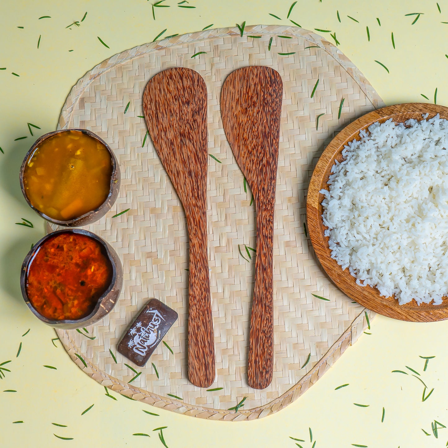 Natchu's Coconut wood based Spatula - Curved (Set of 2)