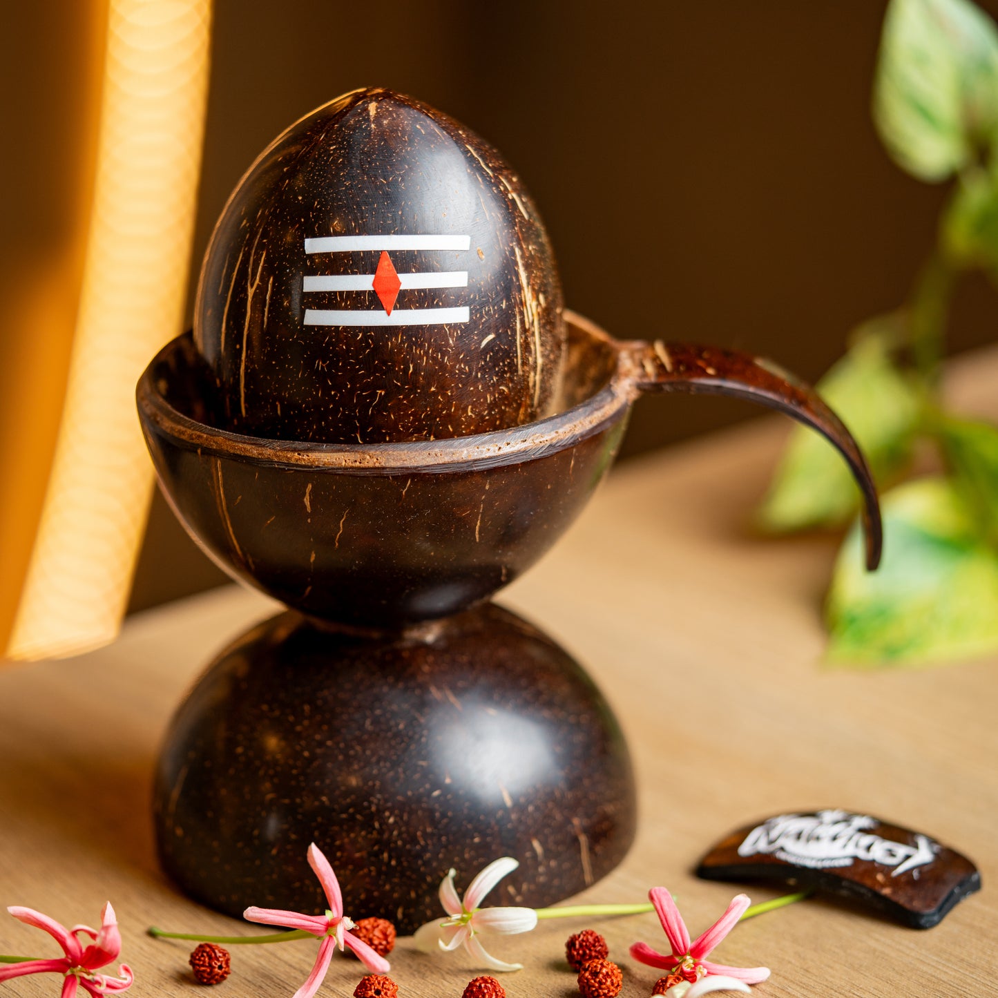 Natchu's Coconut Shell based Shivling (Set of 1)