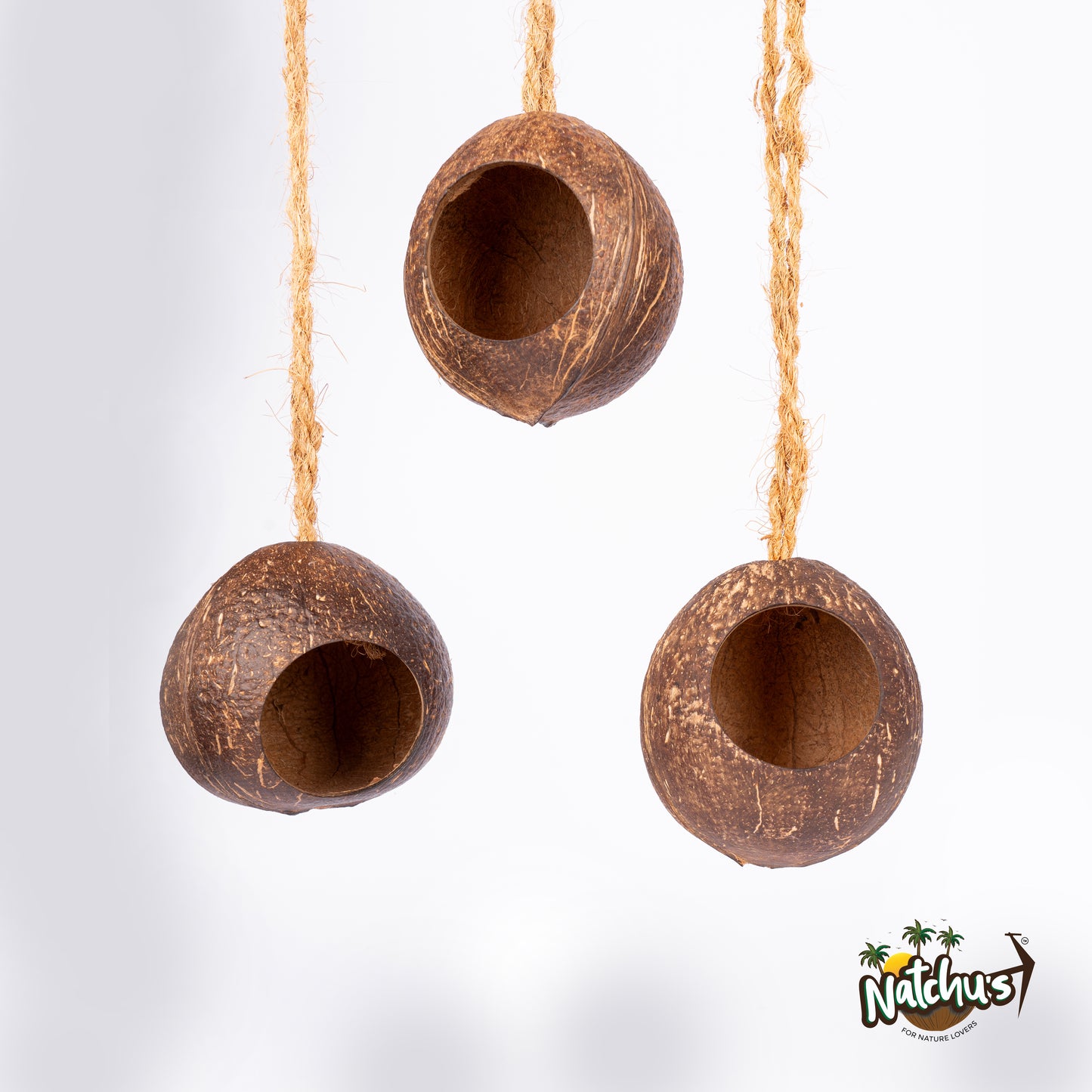 Natchu's Coconut Shell based Bird Feeder & Bird Nest (Set of 1 each)