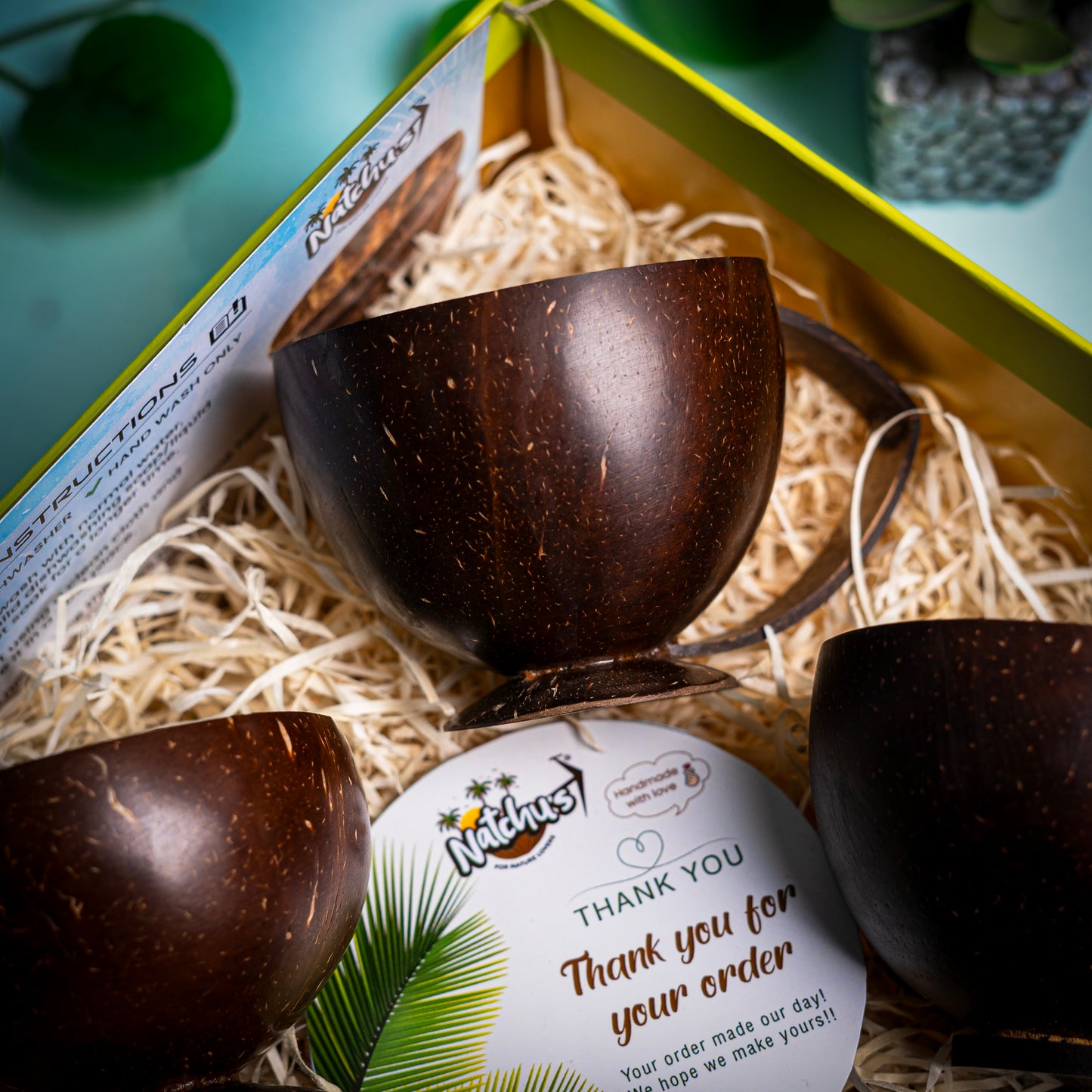 Gifting Natchu's Coconut Shell based Tea cups and Shot Glass Bowls(Set of 2 each)