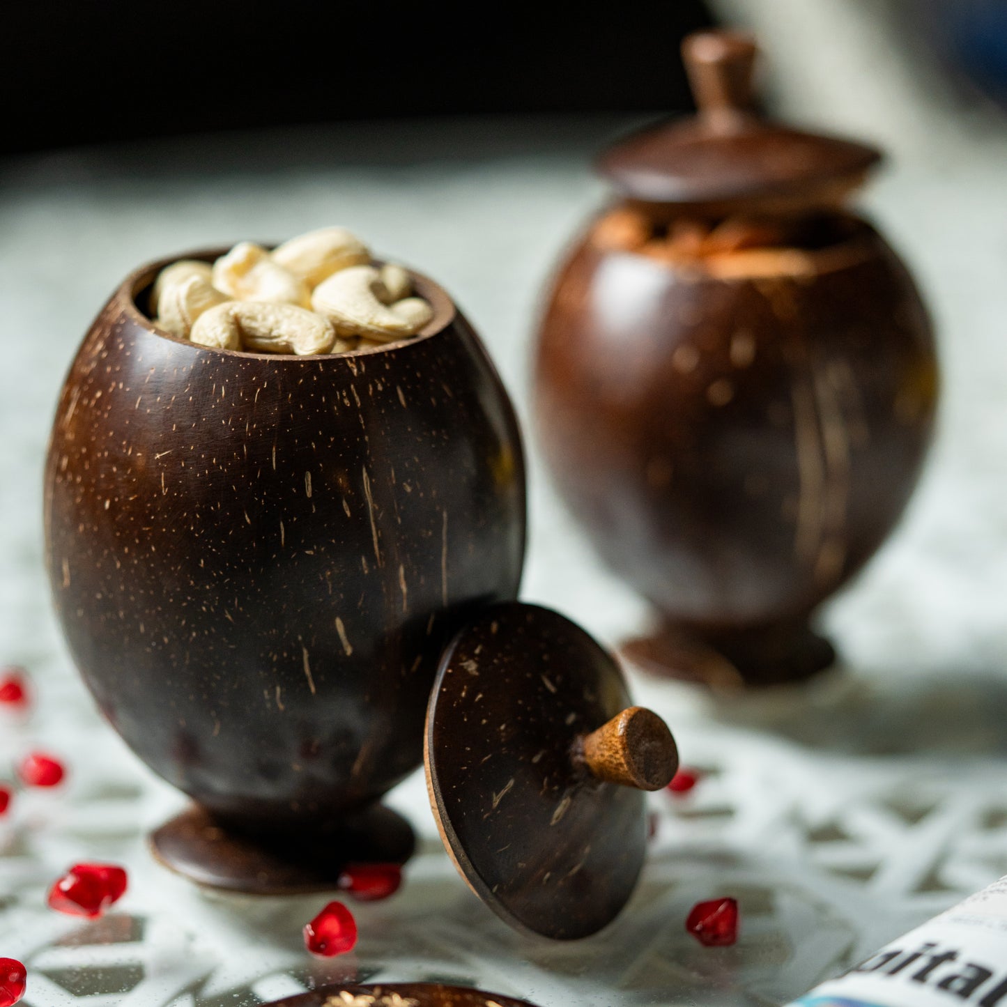 Natchu's Coconut Shell based Container with Coconut Shell lid (300ml) (set of 1)