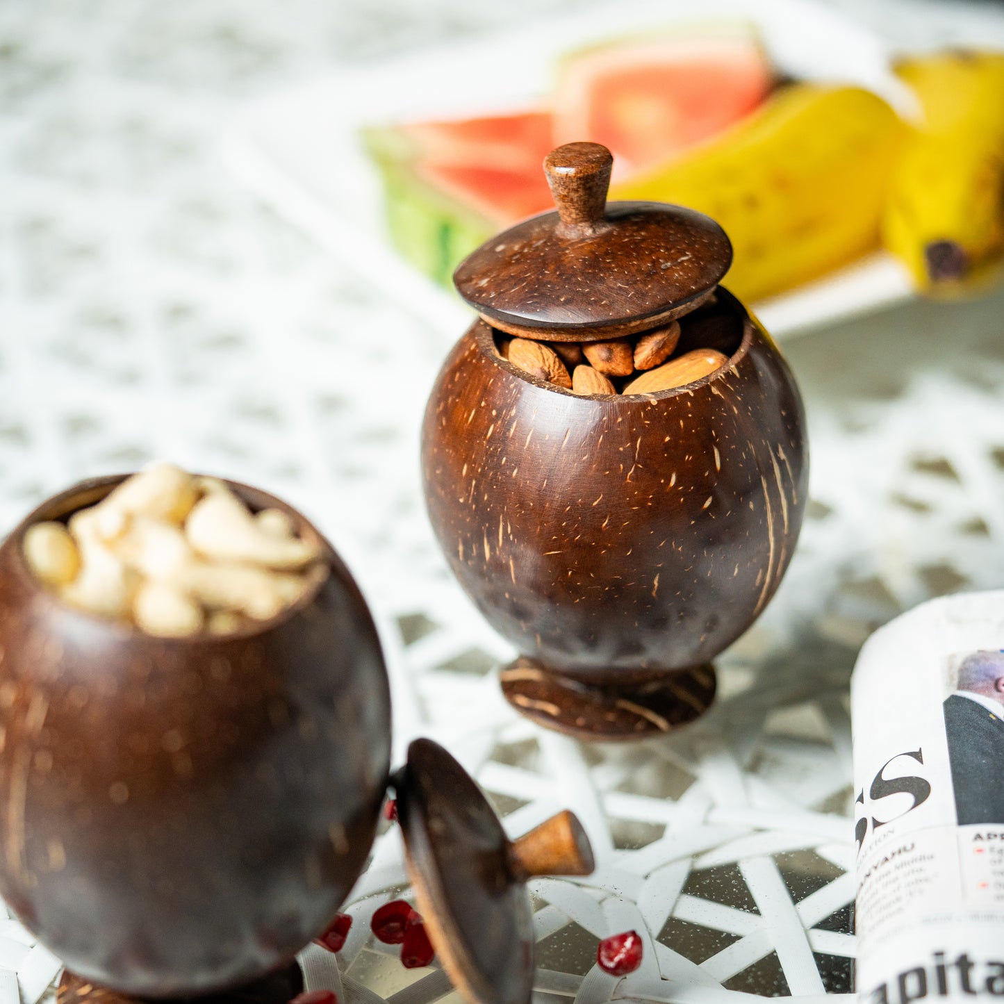 Natchu's Coconut Shell based Container with Coconut Shell lid (300ml) (set of 1)