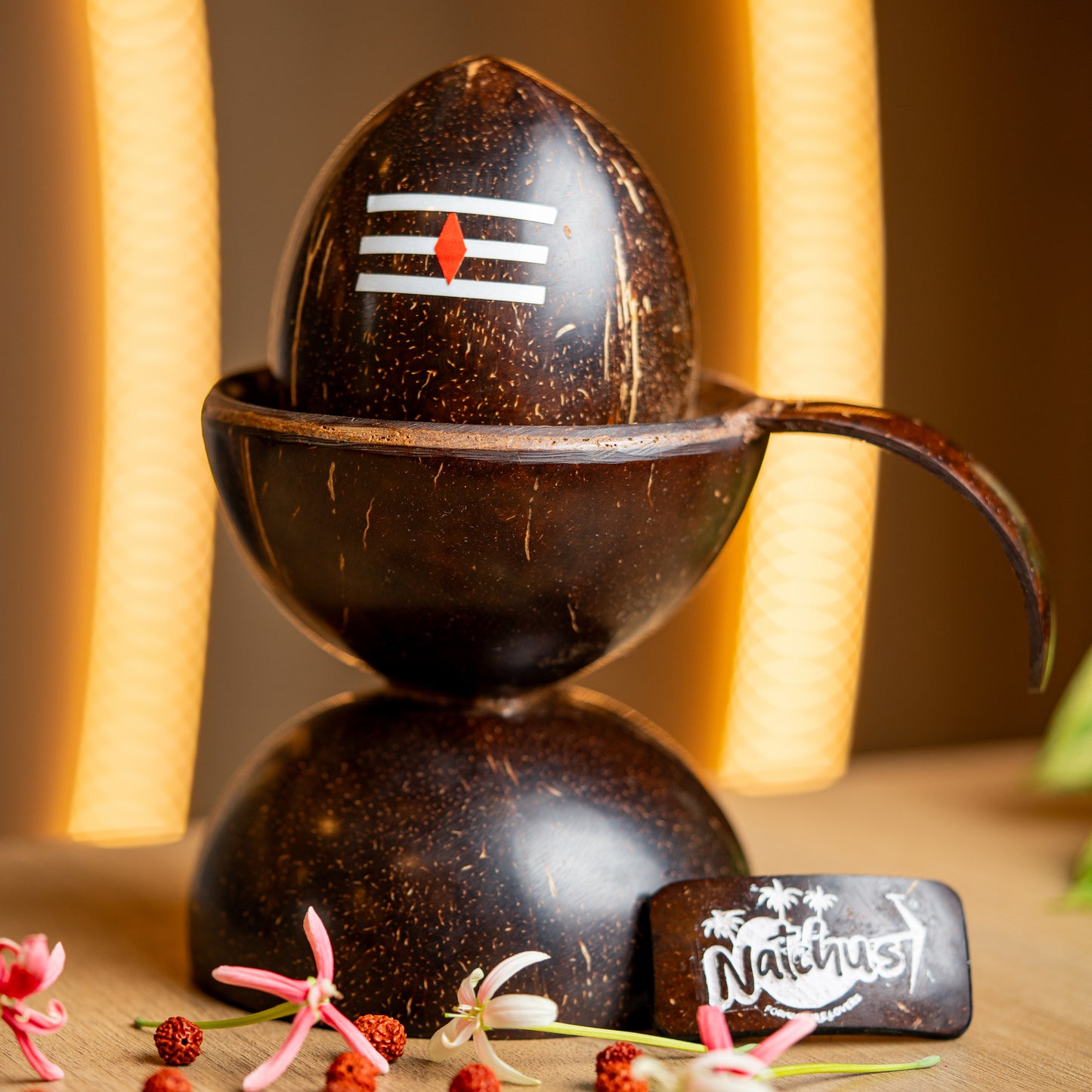 Natchu's Coconut Shell based Shivling (Set of 1)