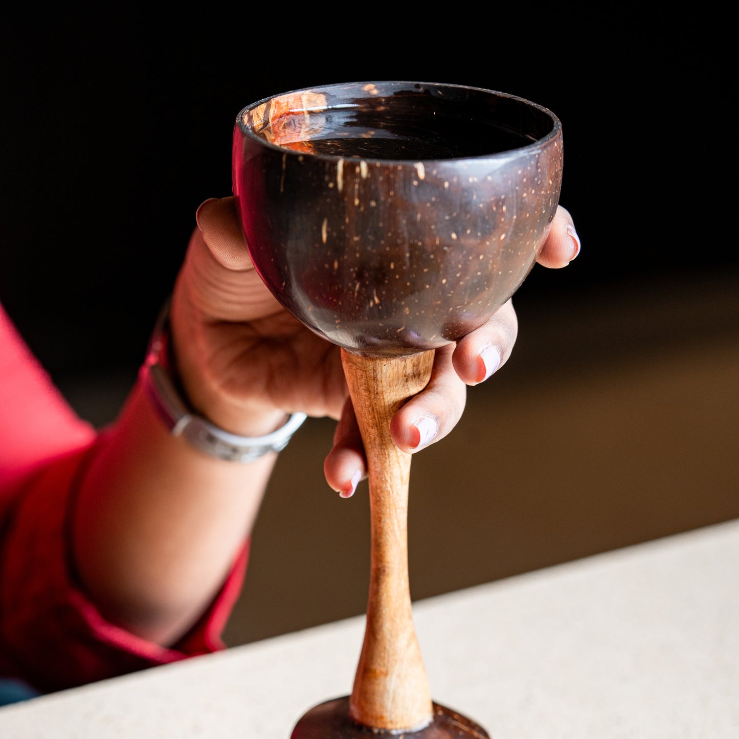 Natchu's Coconut Shell and wood based Wine Cup (250ml) (set of 2)