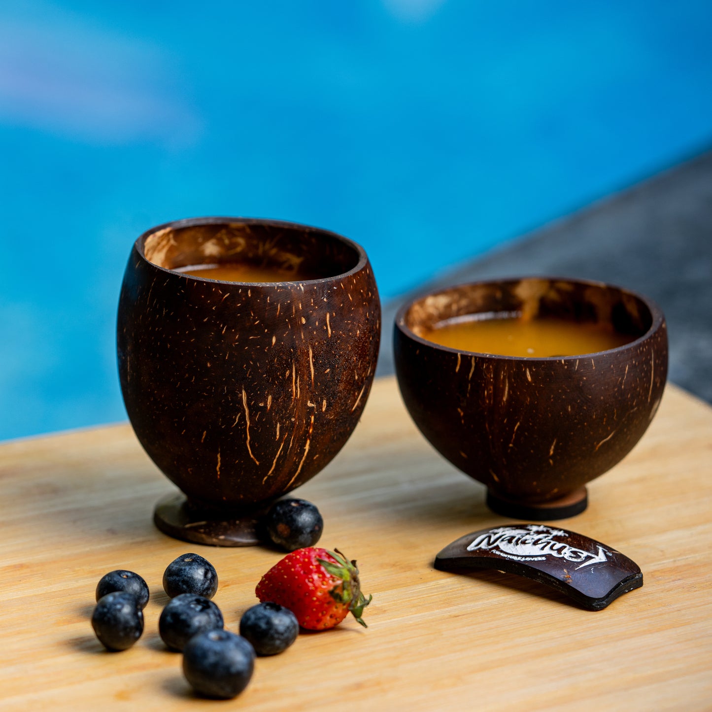 Natchu's Wooden Rectangular Plate(10" *7")(Set of 1) with Juice Cup (250ml) & Shot Glass (200ml)Combo (Set of 2 each)