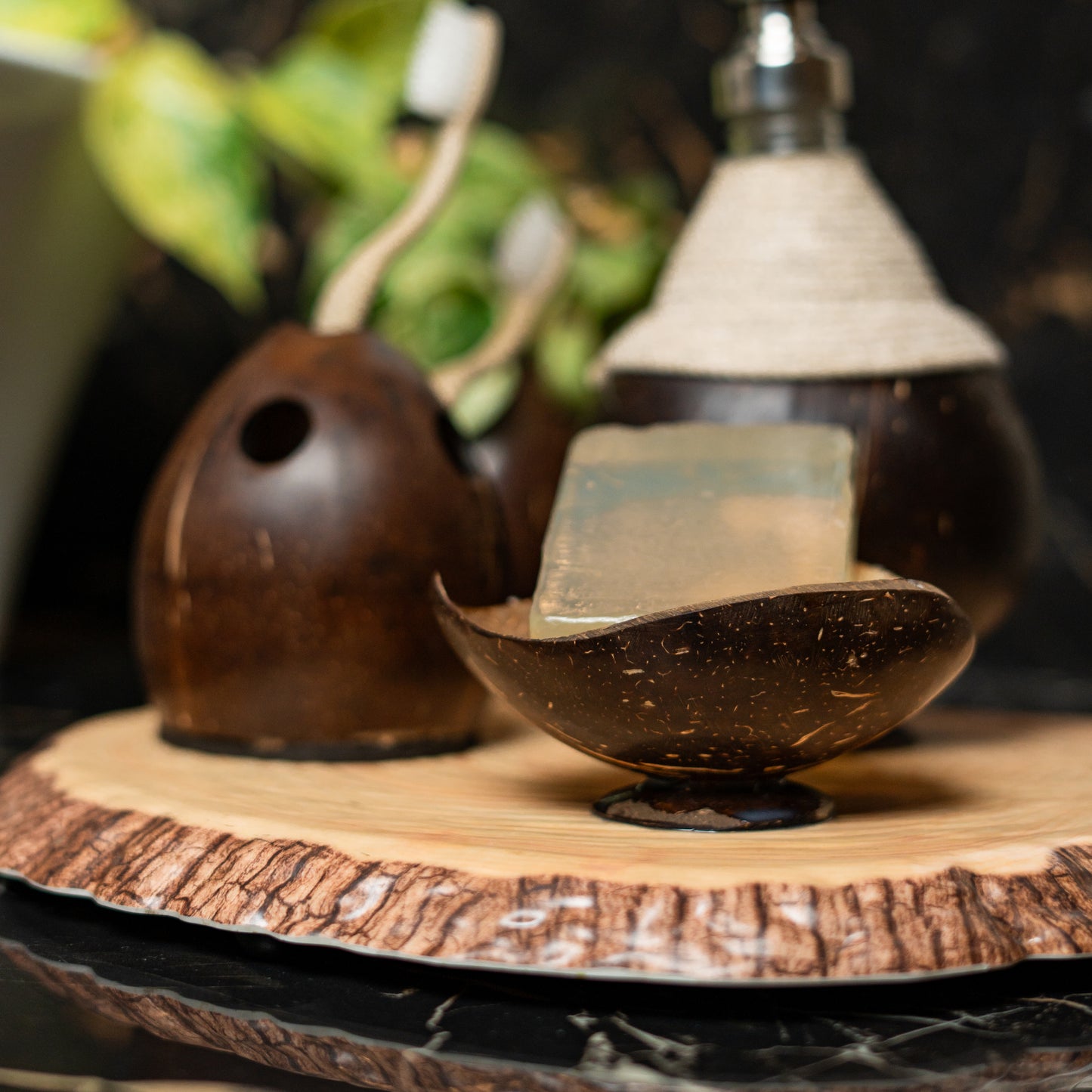 Natchu's Coconut Shell based Soap Tray Leaf Type (Set of 2)