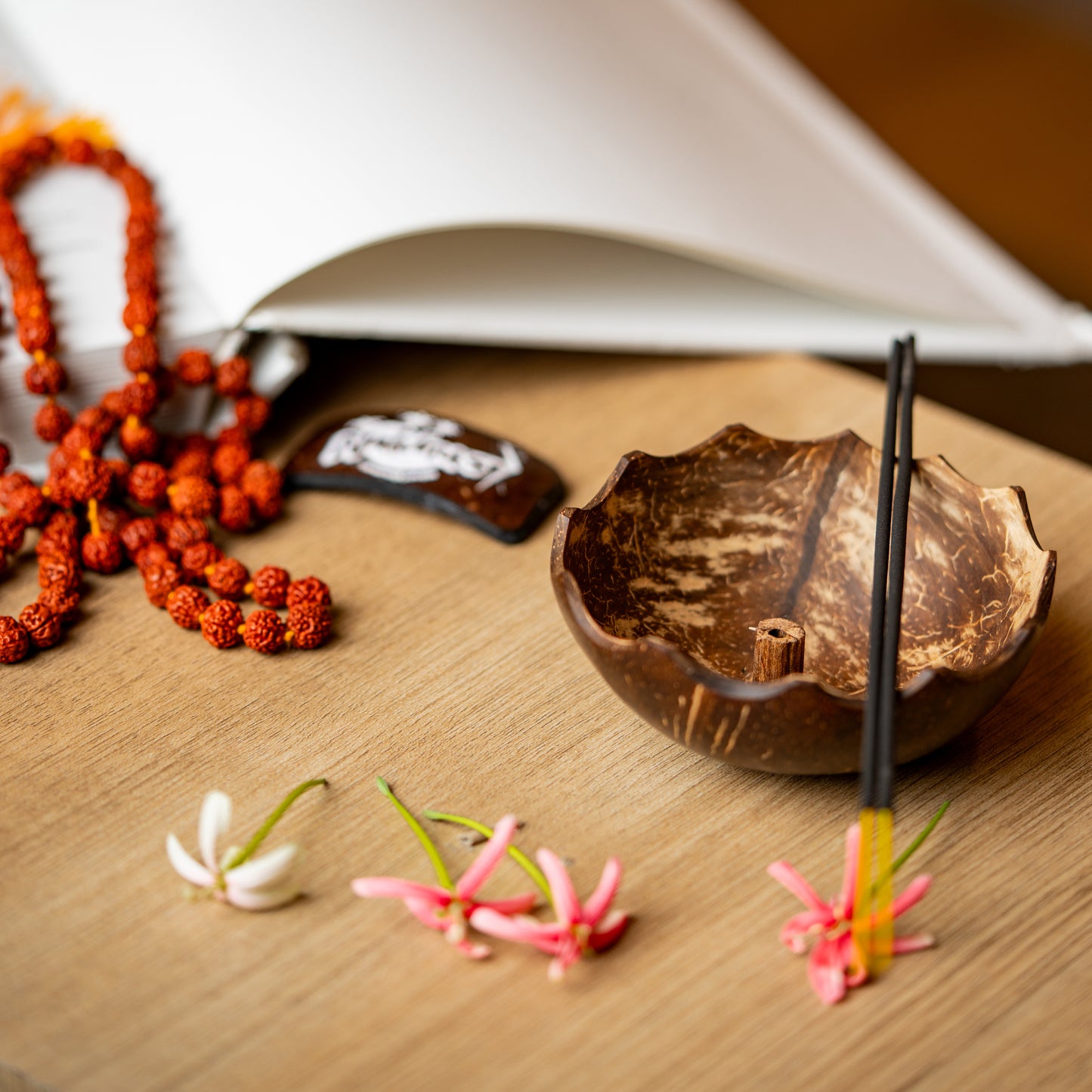 Natchu's Coconut Shell and Wood based Agarbatti Stand & Dhoop Stand Combo (Set of I each)