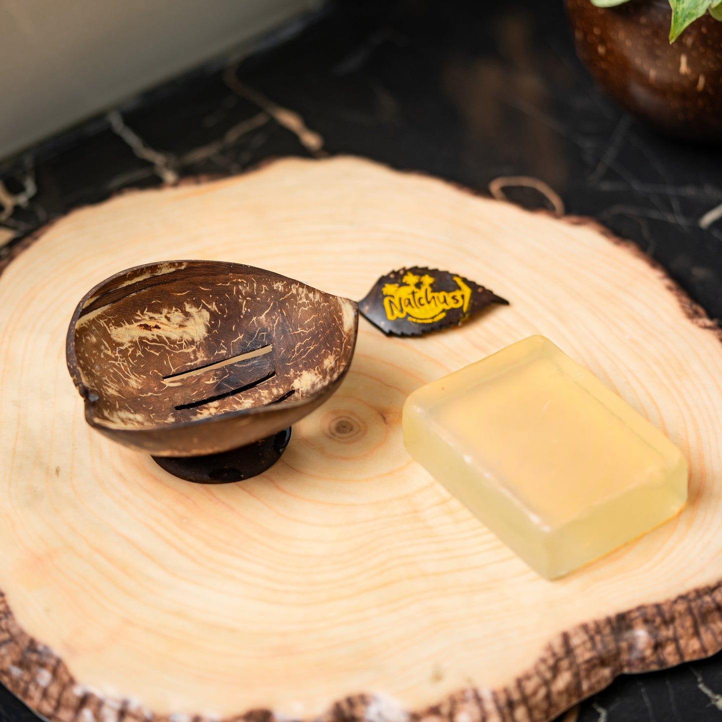 Natchu's Coconut Shell based Soap Tray Leaf Type (Set of 2)