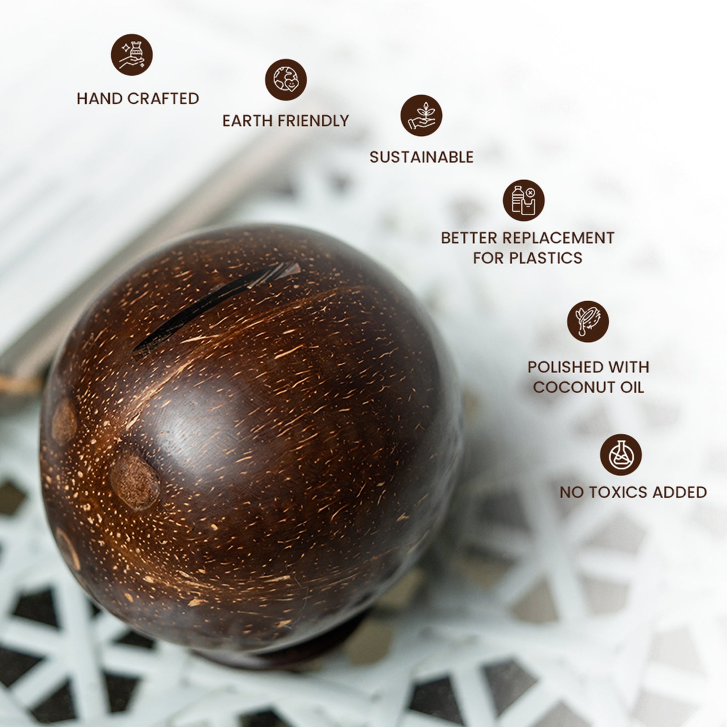 Natchu's Coconut Shell based Piggy Bank (Set of 1)