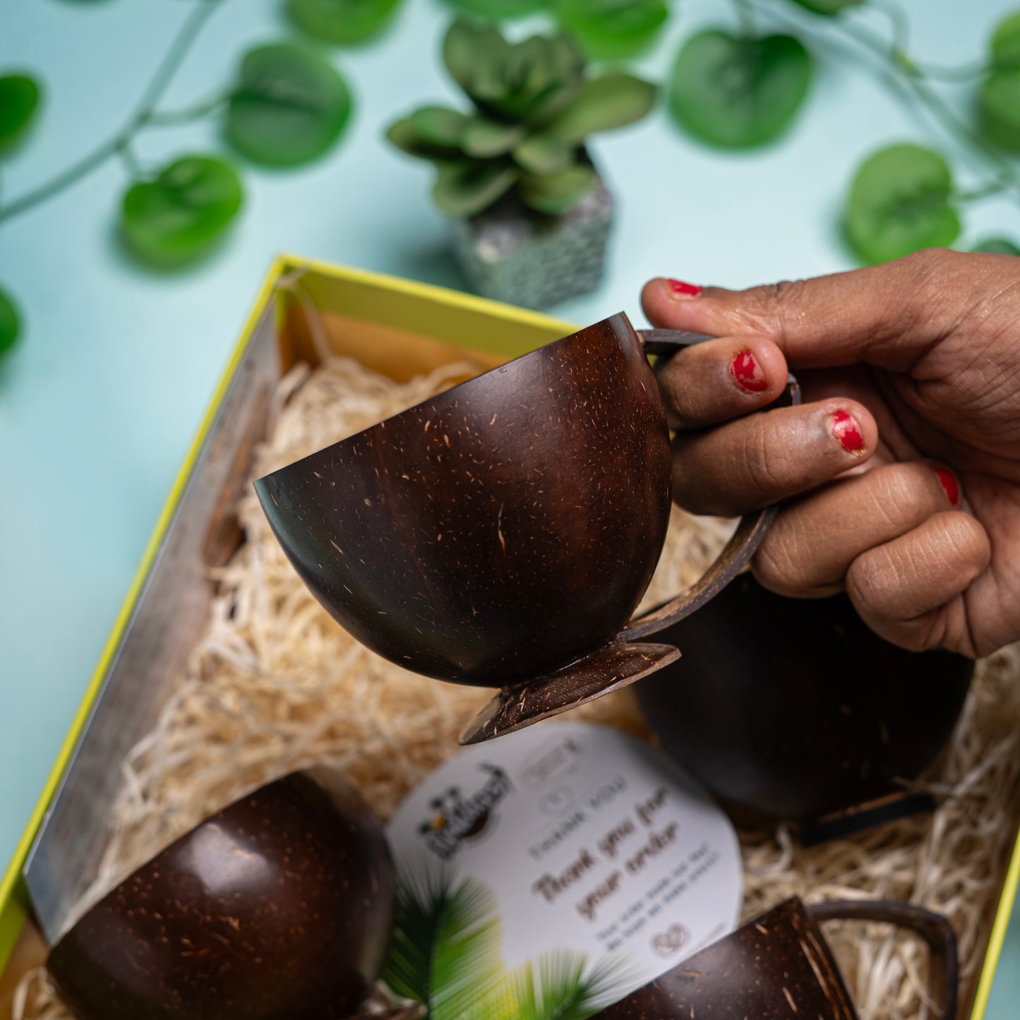 Gifting Natchu's Coconut Shell based Tea cups and Shot Glass Bowls(Set of 2 each)