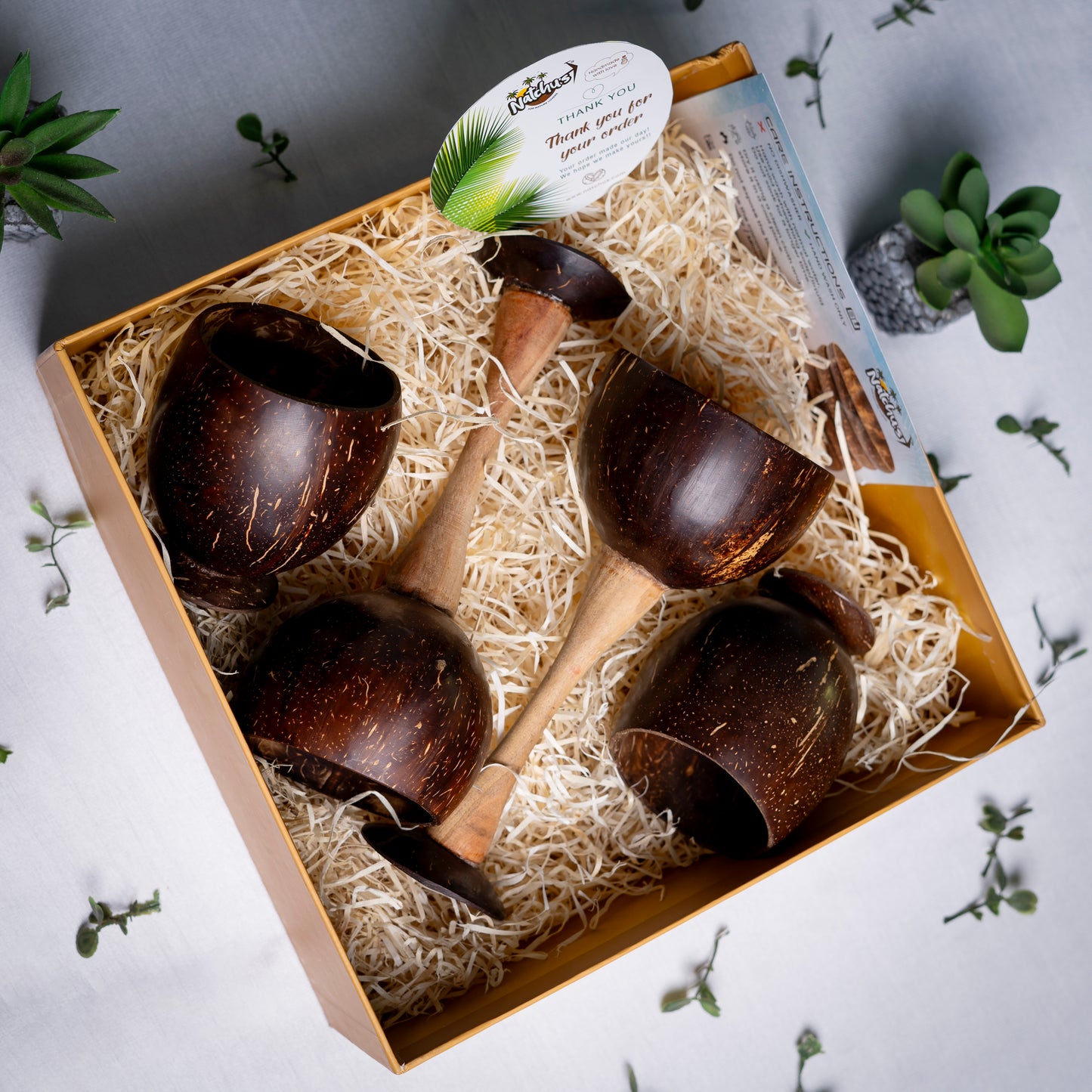 Gifting Natchu's Coconut Shell based Wine cups and Juice Cups (Set of 2 each)