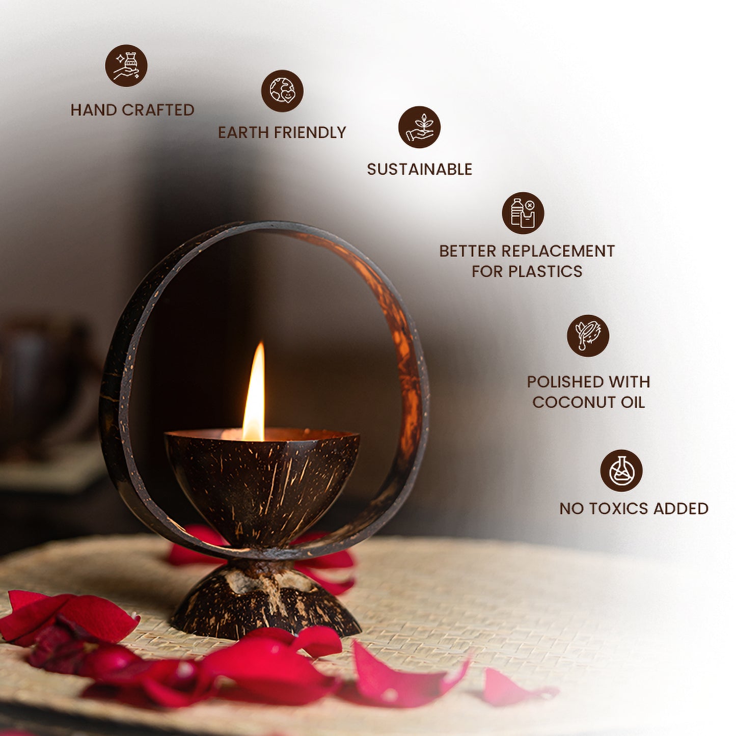 Natchu's Coconut Shell based Candles Glossy with Handle (150ml) (Set of 1)