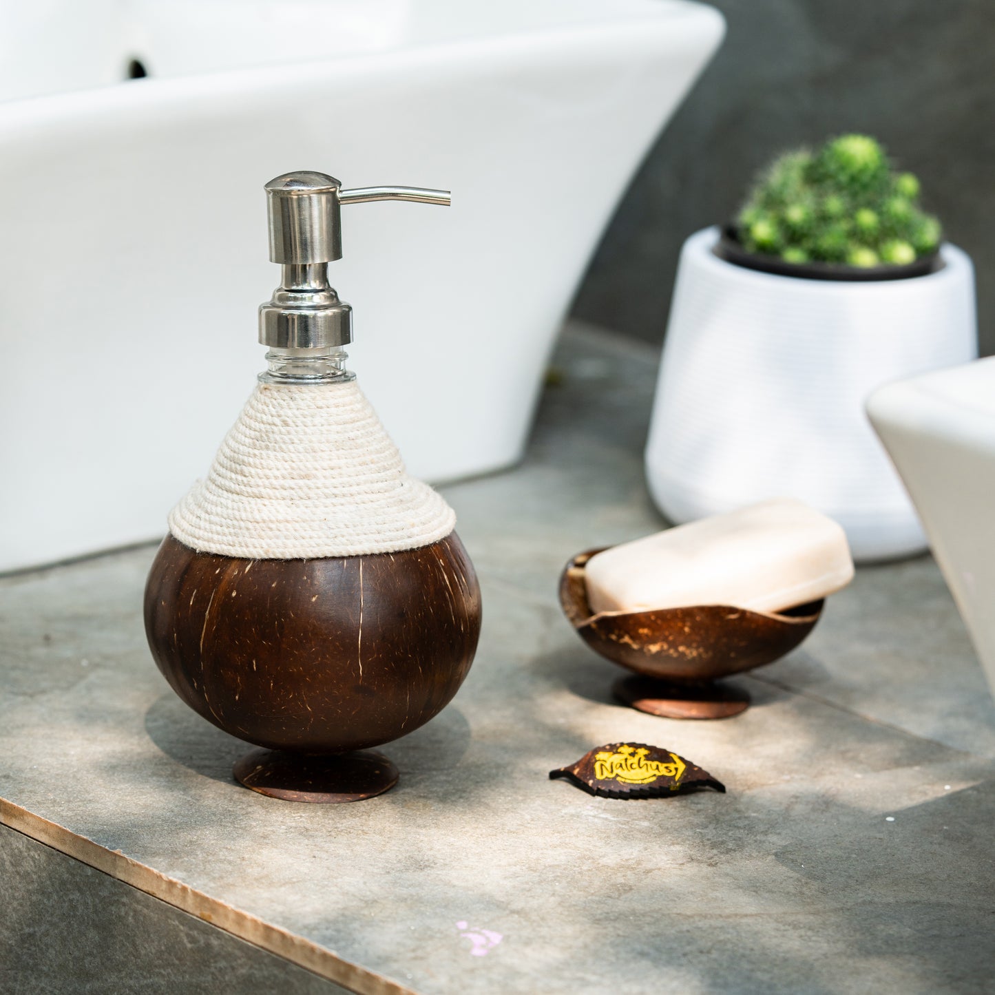 Natchu's Coconut Shell based Soap Dispenser (Set of 1)