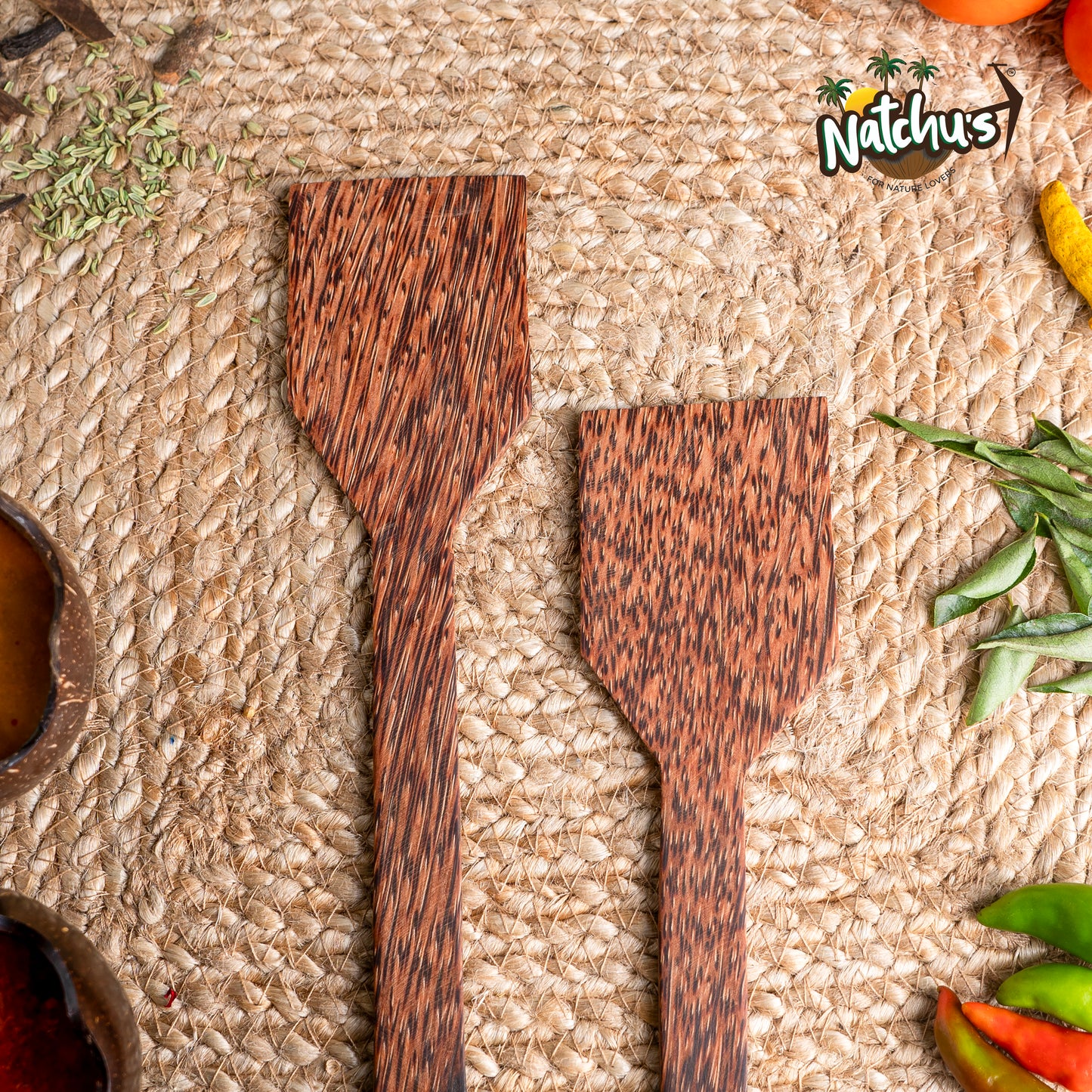 Natchu's Coconut wood based Spatula - Square (Set of 2)