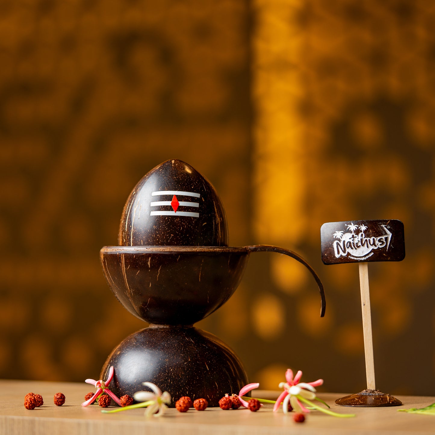 Natchu's Coconut Shell based Shivling (Set of 1)