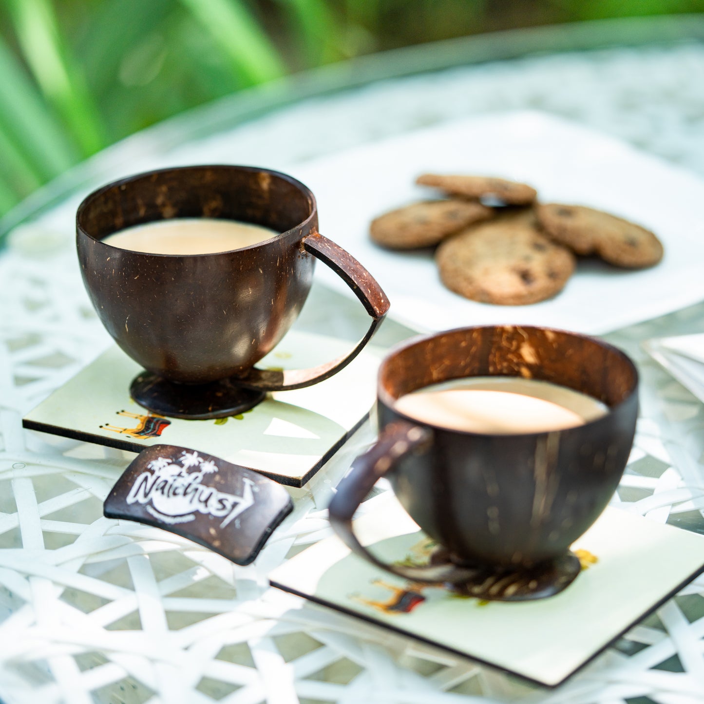 Natchu's Coconut Shell based Tea cup with Shell Handle (200ml) (Set of 2)