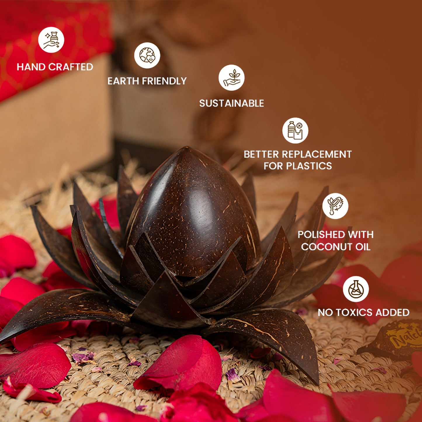 Natchu's Coconut Shell based Lotus Flower (Set of 1)