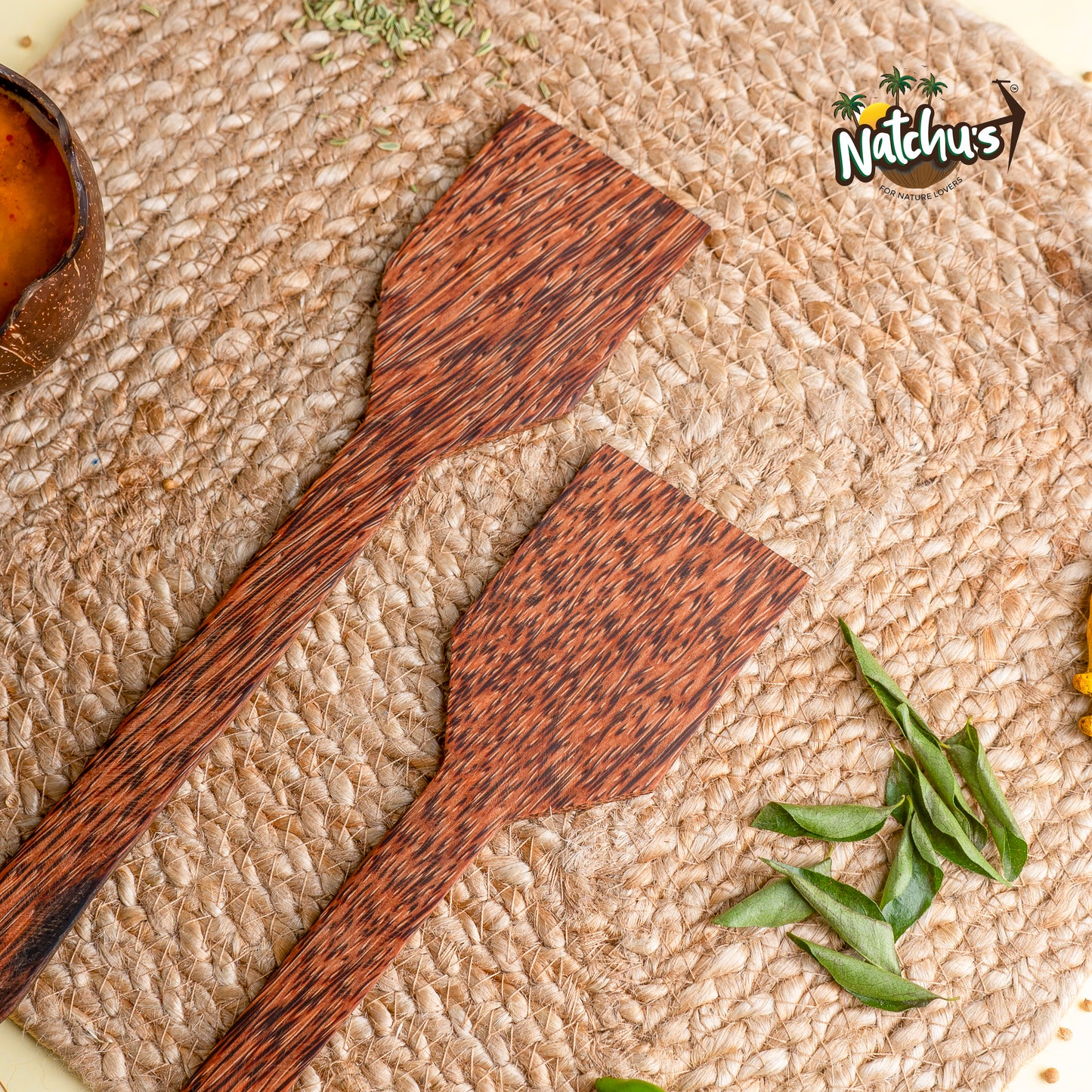Natchu's Coconut wood based Spatula - Square (Set of 2)