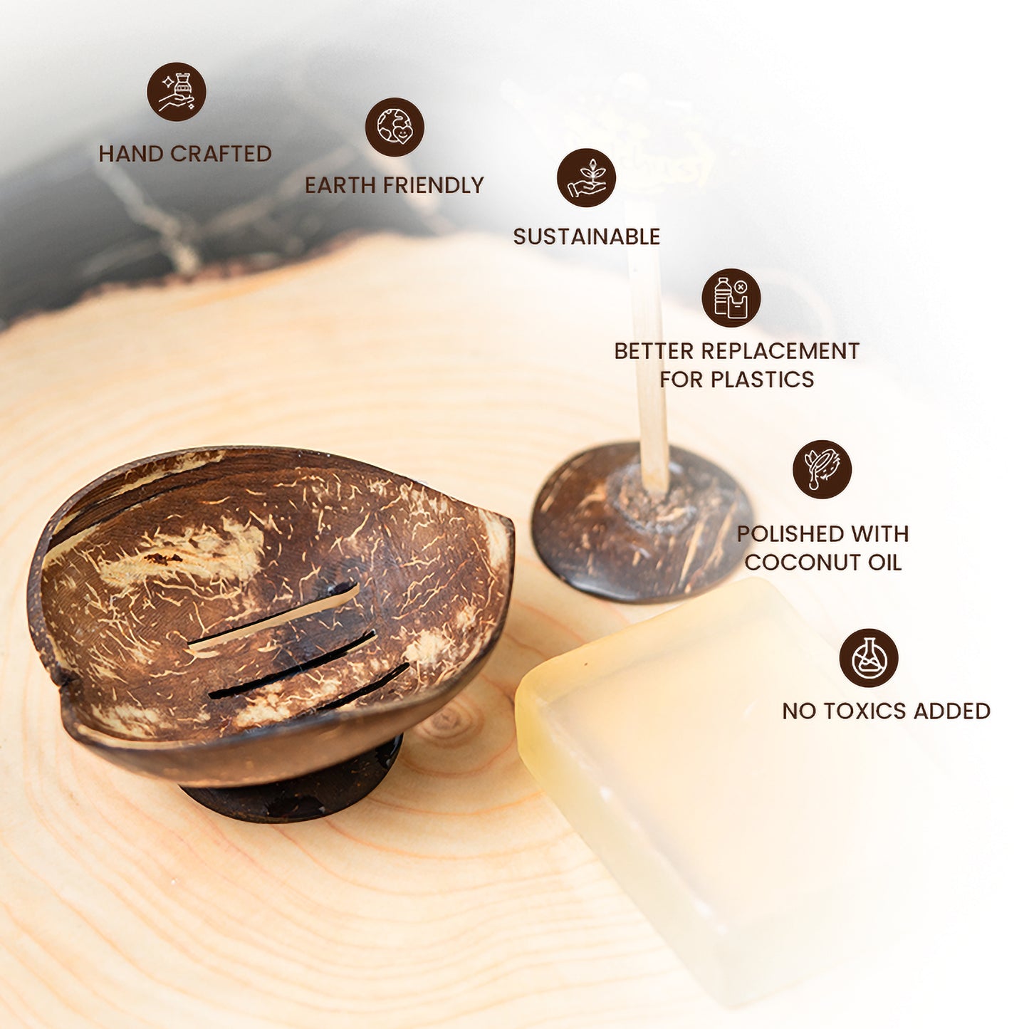 Natchu's Coconut Shell based Soap Tray Leaf Type (Set of 2)