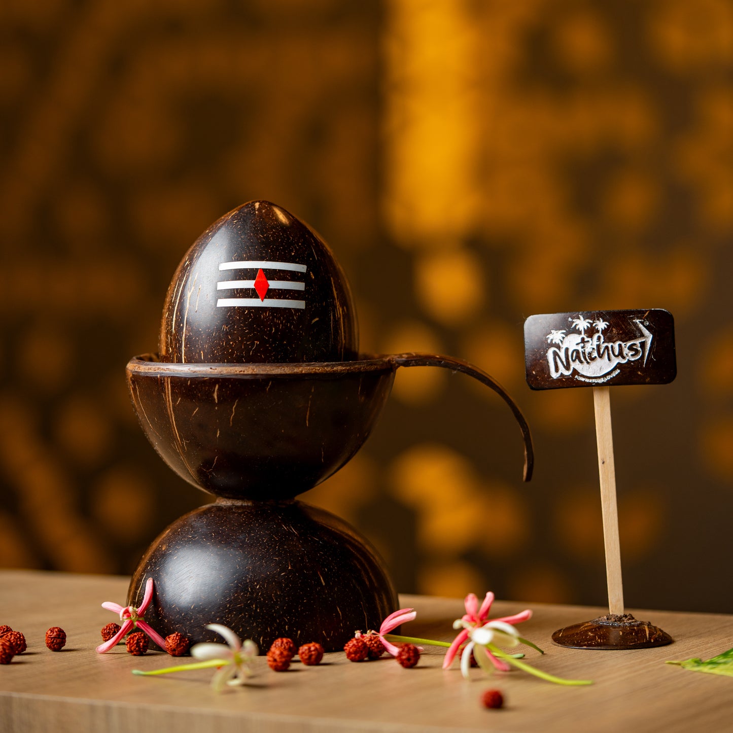 Natchu's Coconut Shell based Shivling (Set of 1)