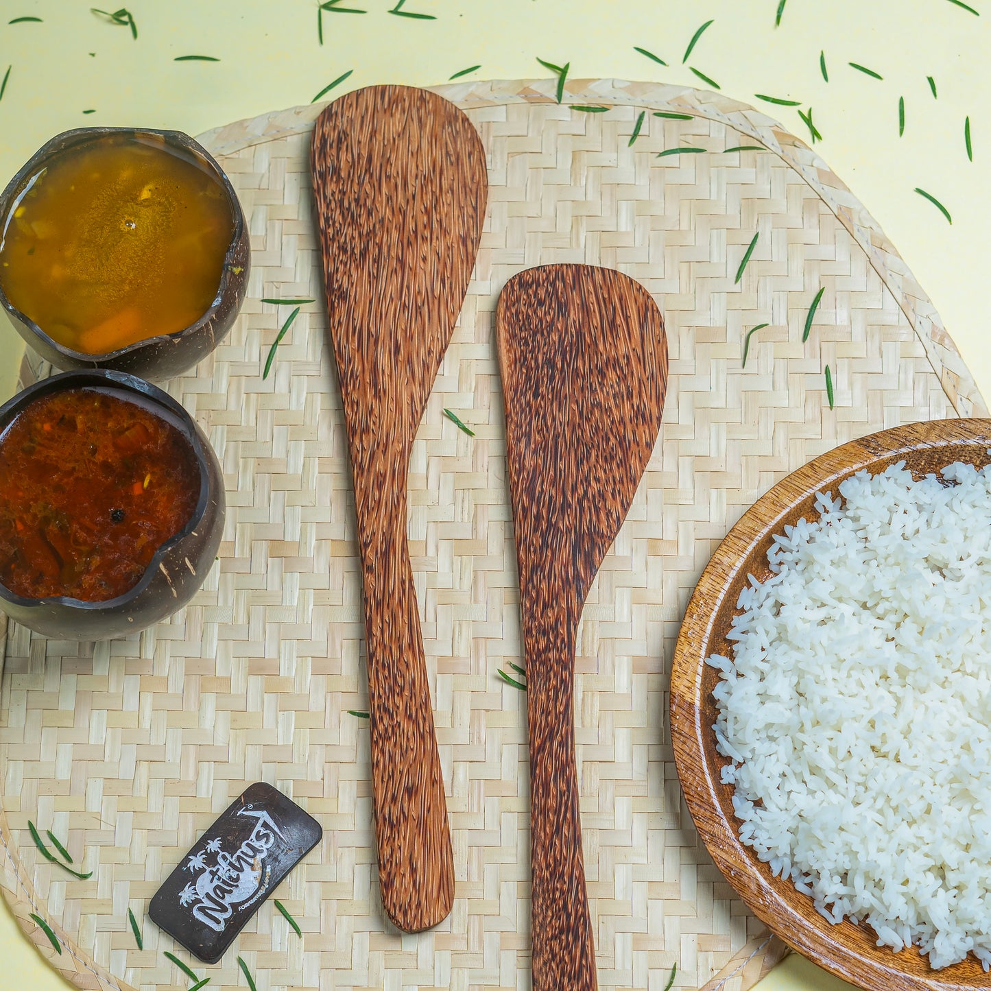 Natchu's Coconut wood based Spatula - Curved (Set of 2)