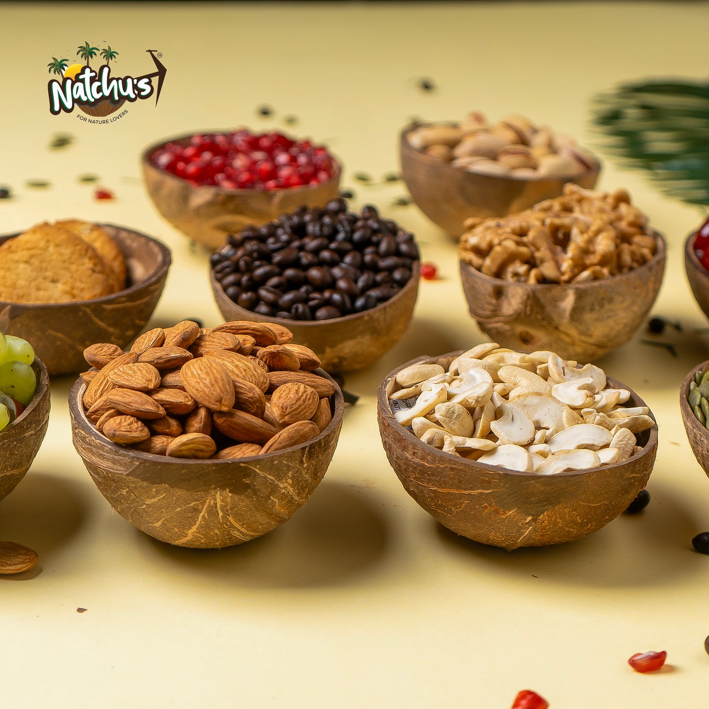 Natchu's Coconut Shell based Ovel Bowl(150ml) Mattee (Set of 10)