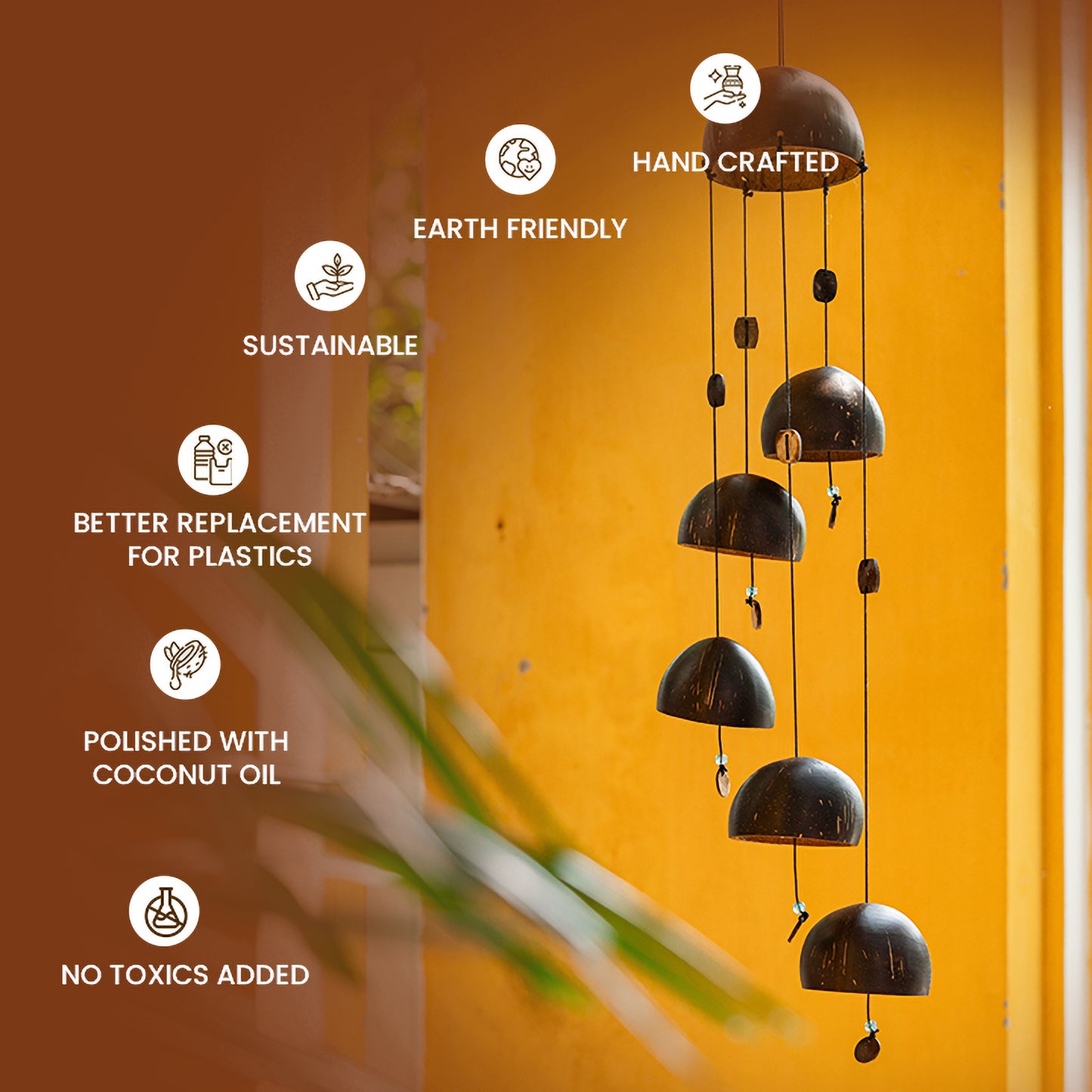 Natchu's Coconut Shell based Wind Chimes (Set of 1)
