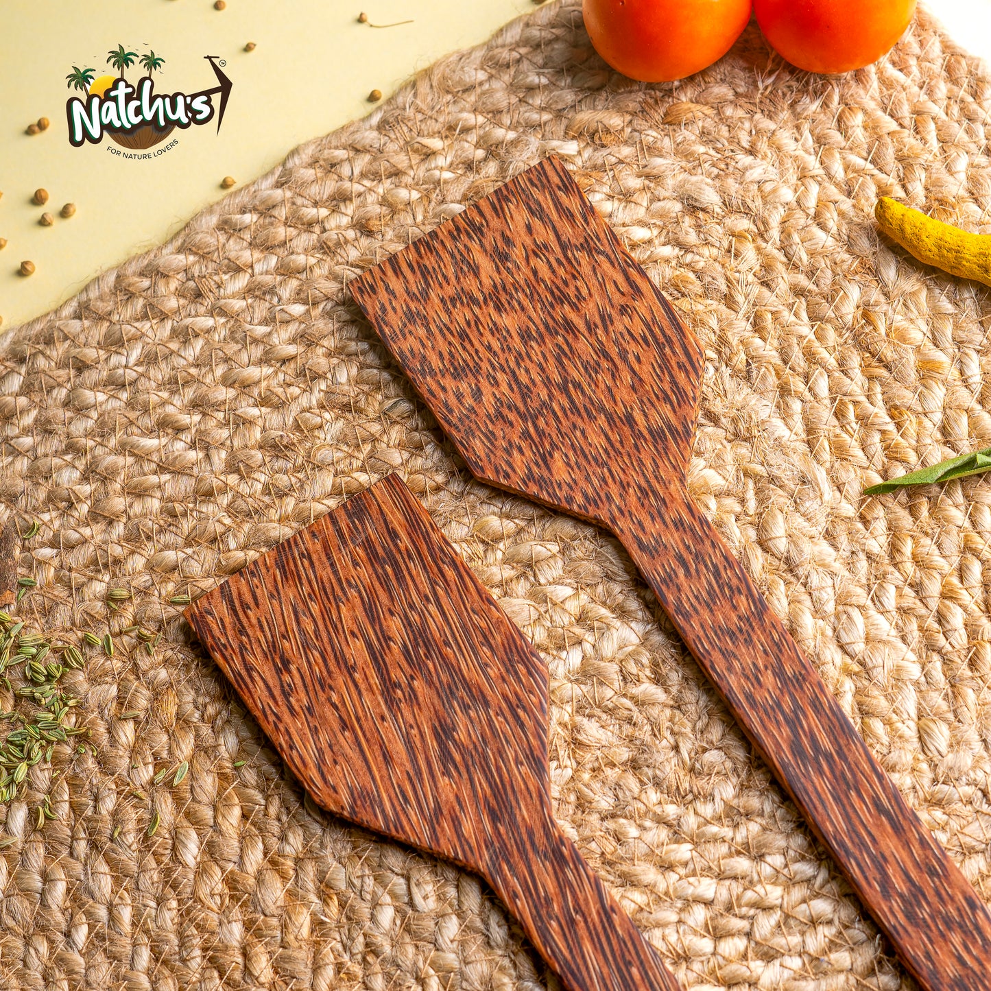 Natchu's Coconut wood based Spatula - Square (Set of 2)