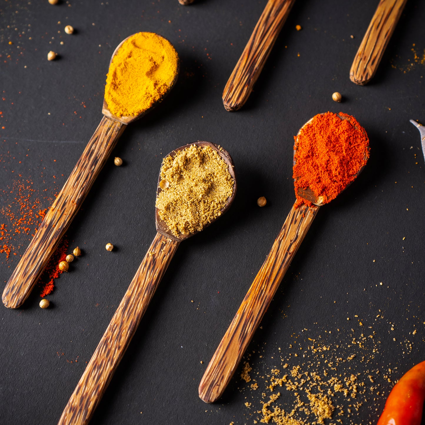 Natchu's Coconut Shell and wood based Masala Spoon (Set of 6)