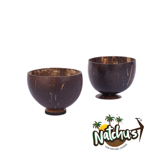 Natchu's Coconut Shell and wood based Shot Glass Bowl (200ml) (Set of 2)