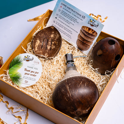 Gifting Natchu's Coconut Shell based Soap Dispenser, Toothbrush holder and Soap Tray (Set of 1 each)