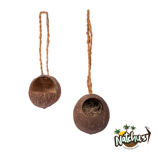 Natchu's Coconut Shell based Bird Feeder & Bird Nest (Set of 1 each)