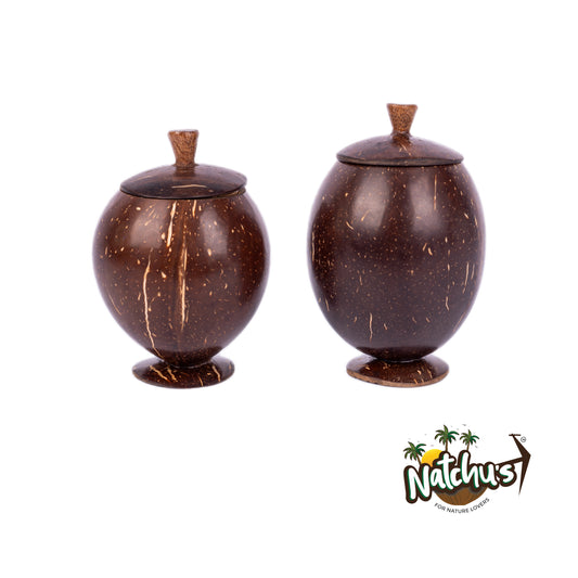 Natchu's Coconut Shell based Container with Coconut Shell lid (300ml) (set of 1)