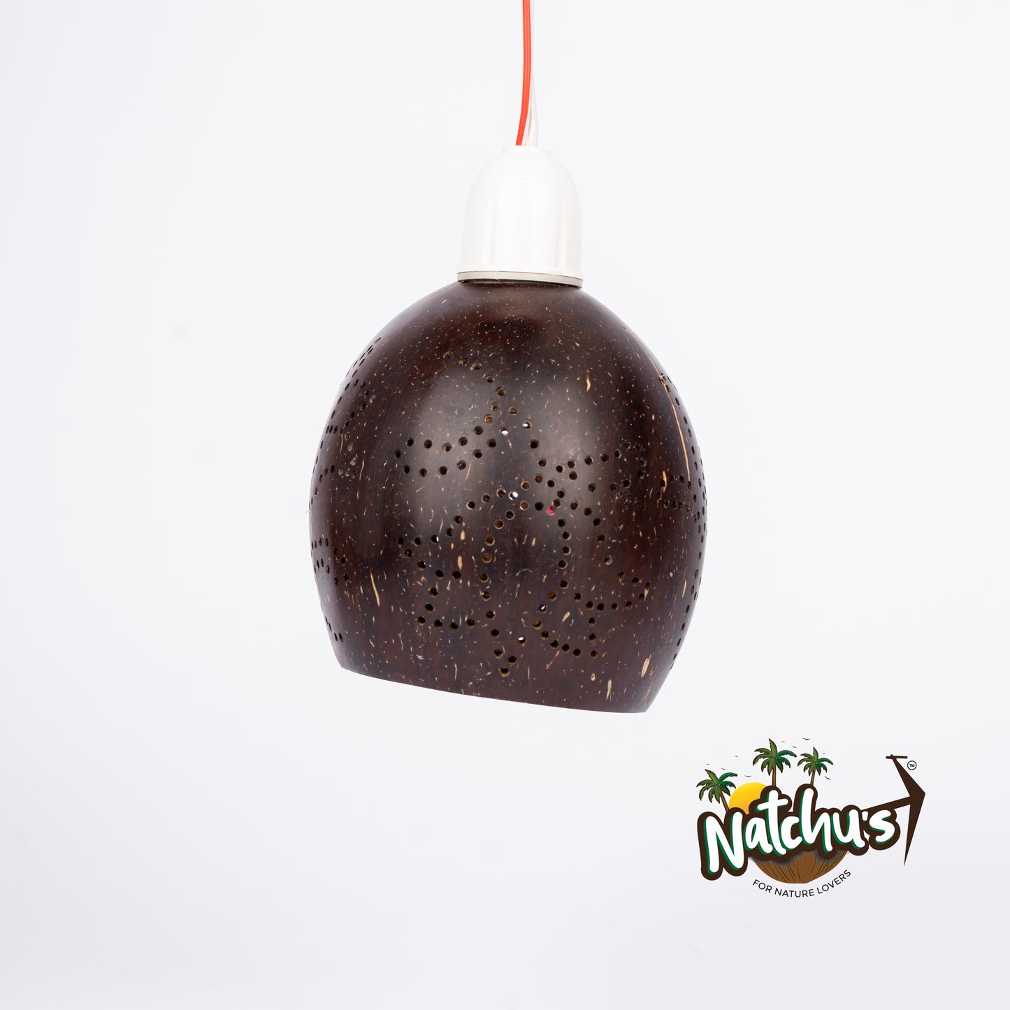 Natchu's Coconut Shell based Hanging Lamp with Bulb Holder (Set of 1)