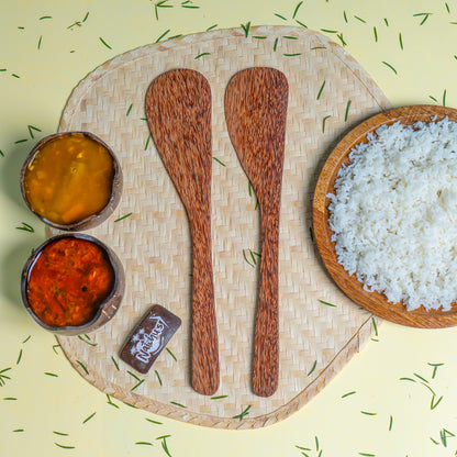 Natchu's Coconut wood based Spatula - Curved (Set of 2)