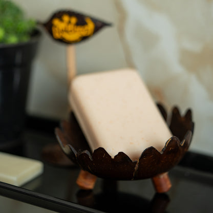 Natchu's Coconut Shell based Soap Tray Floweral Type (Set of 2)
