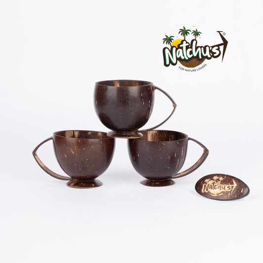 Natchu's Coconut Shell based Tea cup with Shell Handle (200ml) (Set of 2)