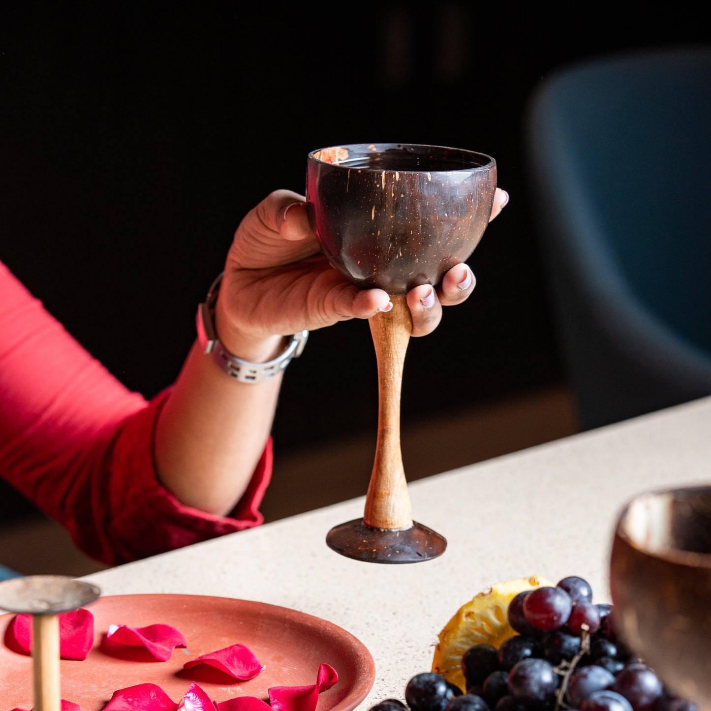 Natchu's Coconut Shell and wood based Wine Cup (250ml) (set of 2)