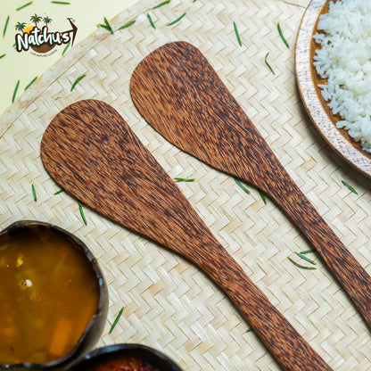 Natchu's Coconut wood based Spatula - Curved (Set of 2)