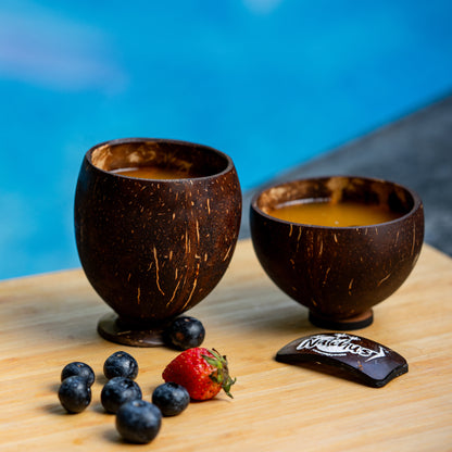 Natchu's Wooden Rectangular Plate(10" *7")(Set of 1) with Juice Cup (250ml) & Shot Glass (200ml)Combo (Set of 2 each)