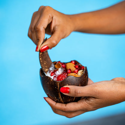 Natchu's Coconut  Shell based Designer Bowl (250ml) Lotus Shape with Scoop Combo (Set of 2 each)