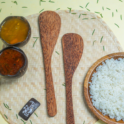 Natchu's Coconut wood based Spatula - Curved (Set of 2)