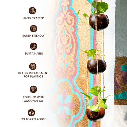 Natchu's Coconut Shell based Outdoor Planter - 3-Tier (Set of 1)