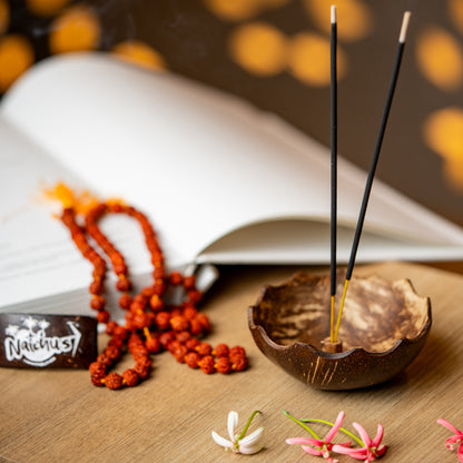 Natchu's Coconut Shell and Wood based Agarbatti Stand & Dhoop Stand Combo (Set of I each)