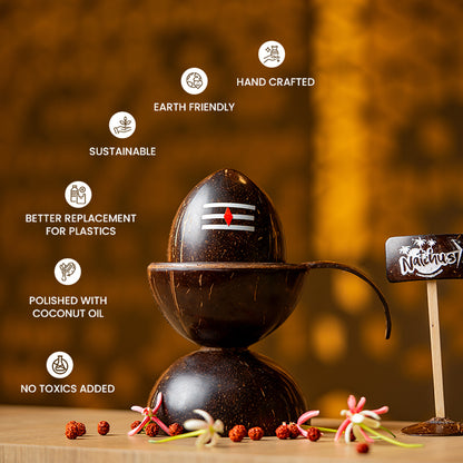 Natchu's Coconut Shell based Shivling (Set of  1)