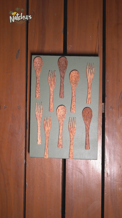Natchu's Coconut Shell and wood based Masala Spoon & Fork (Set of 2 each)